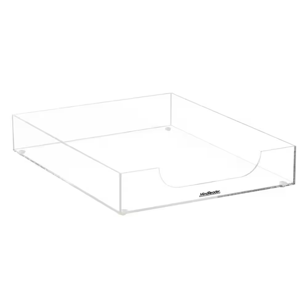 Paper Tray, Desktop Organizer, File Storage, Modern, Office, Acrylic, 10.25 In.