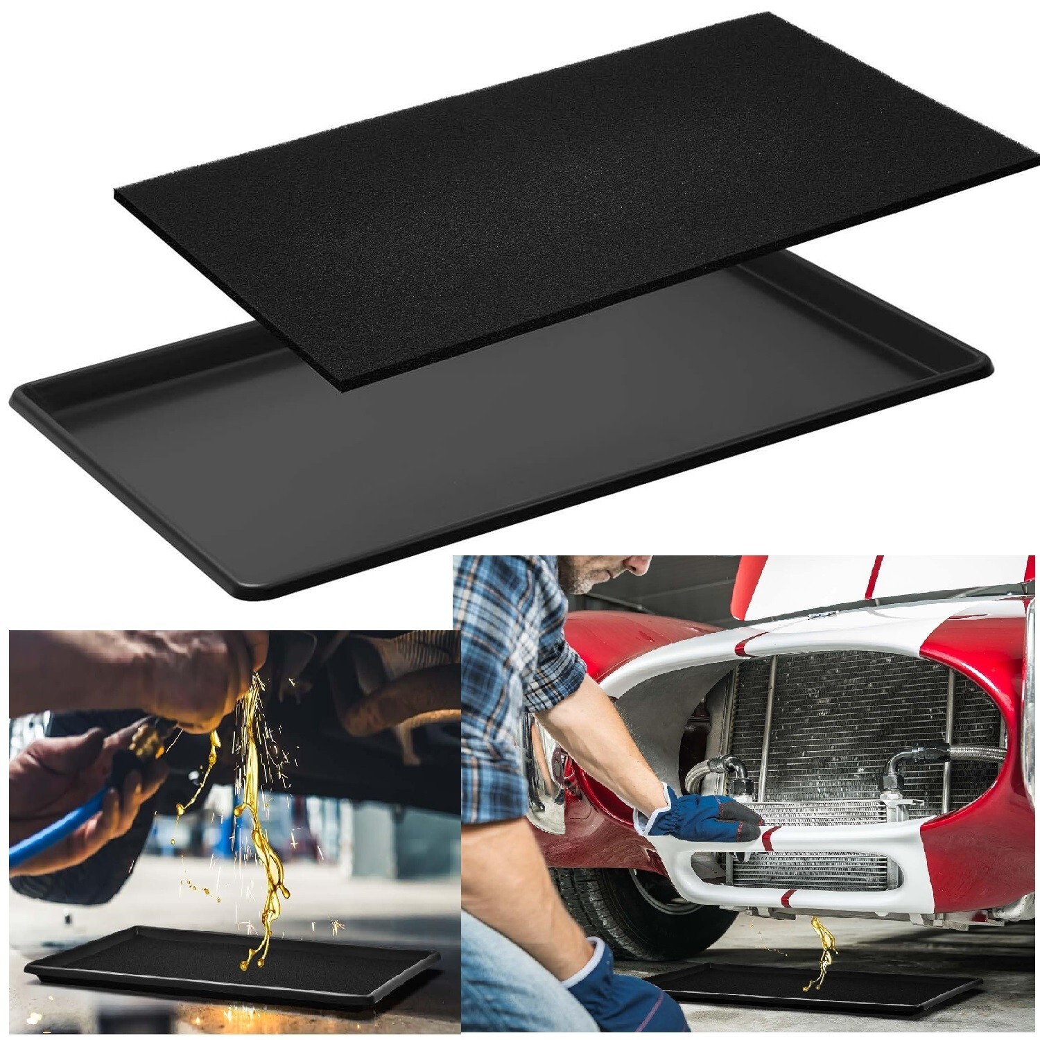 Oil Drain Drip Pan for Car Square No Splatter Pad Oil Drip Tray Oil Mat Fluid Ne
