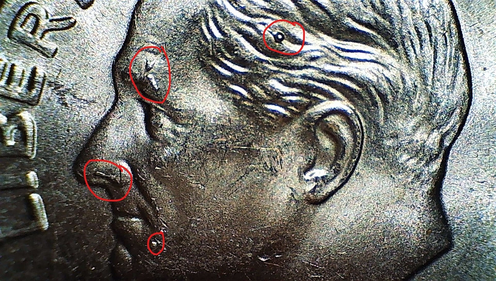 2018 Roosevelt Dime with Numerous Die Chips