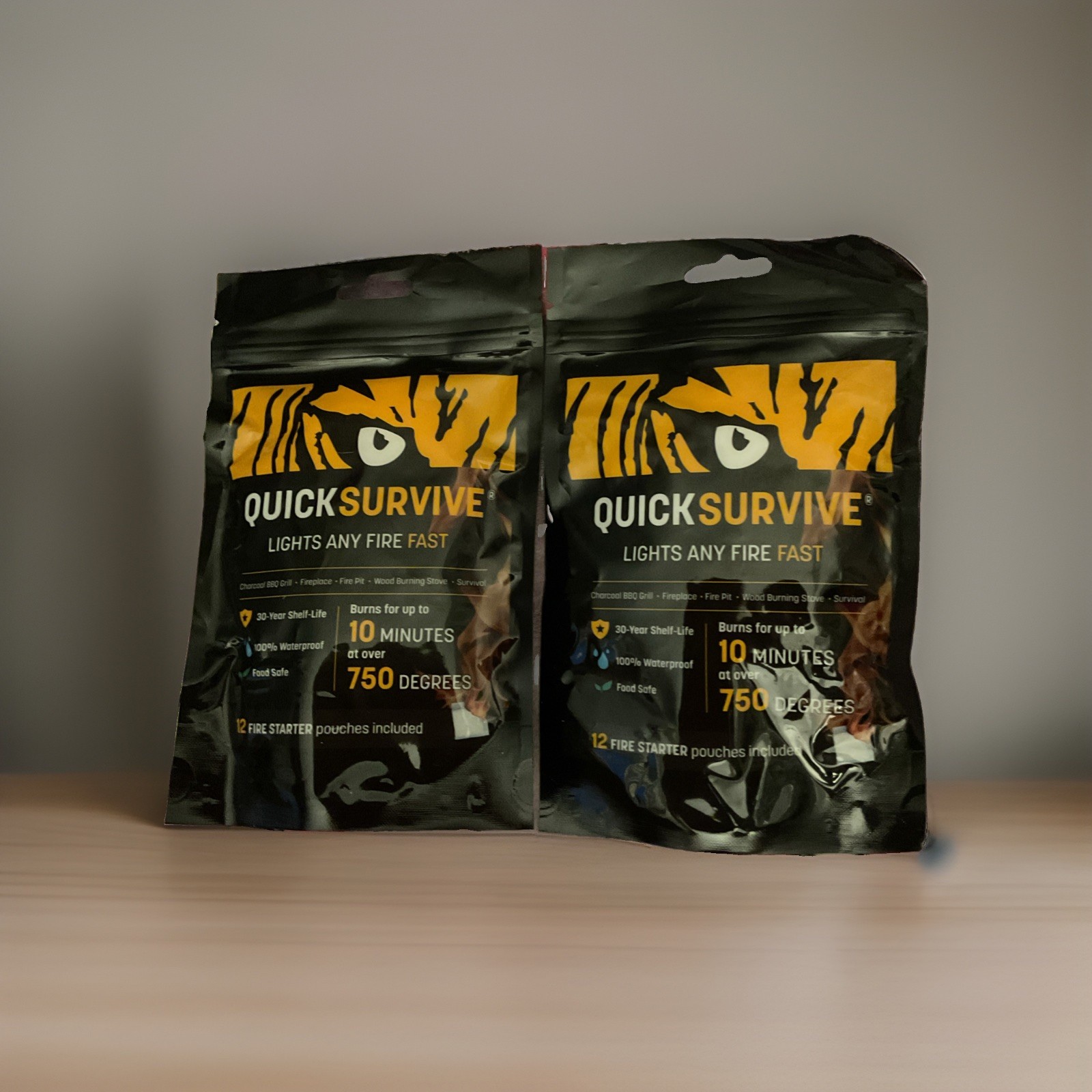 QuickSurvive Fire Starter 12 Pack Food Safe 100% Waterproof 30 Year Shelf Life