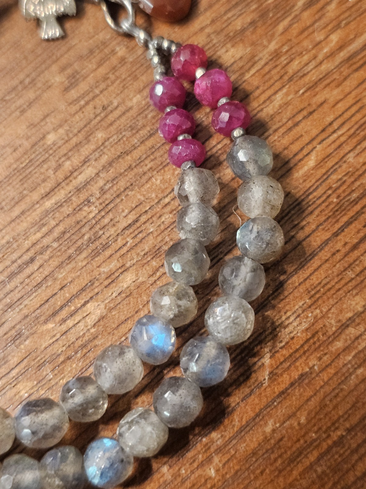 Sundance Catalog Peyote Bird Bracelet Labradorite Ruby Beaded Sterling Silver