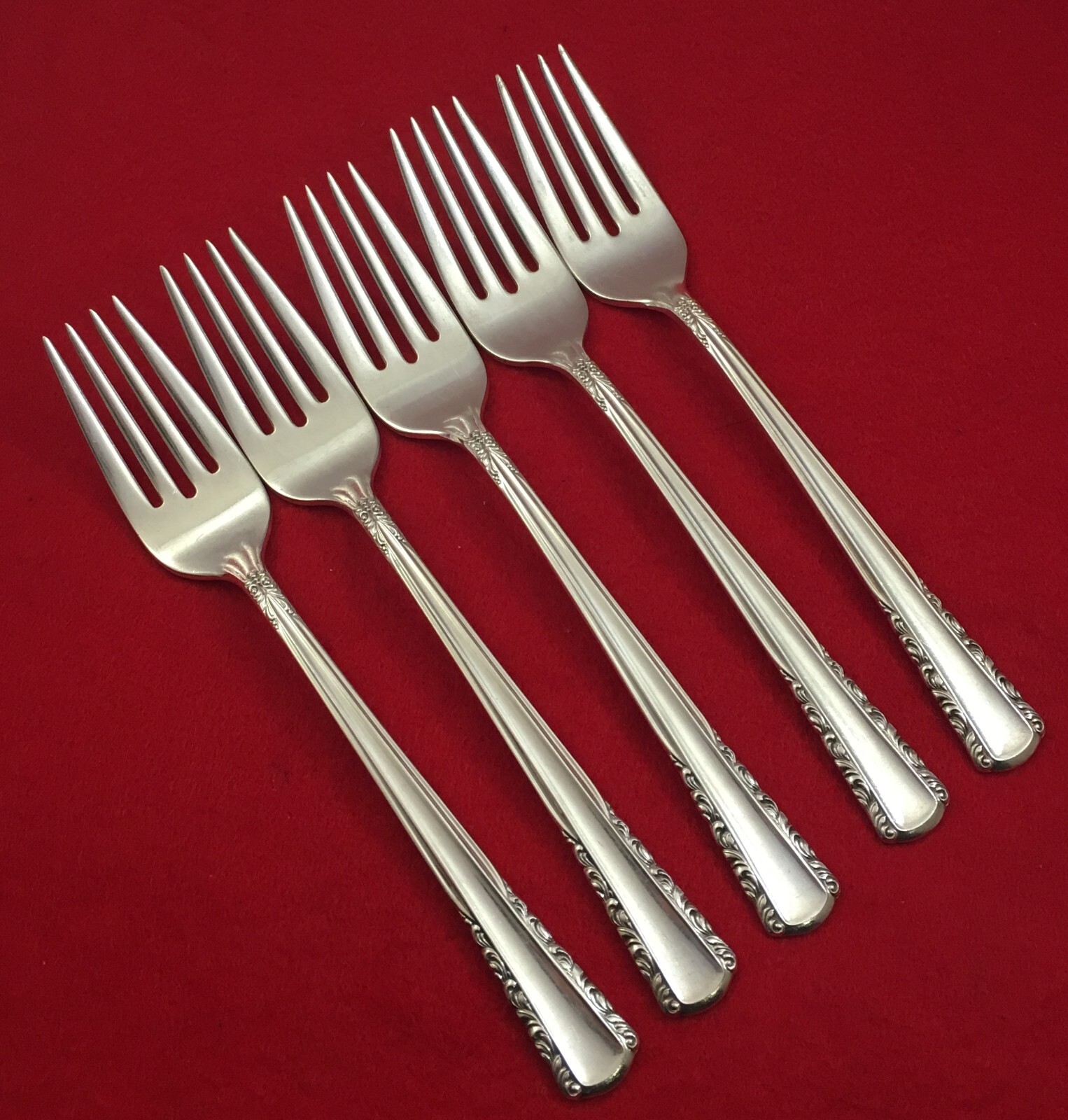 Lot of 5 MAY QUEEN by Holmes & Edwards IS SilverPlate Salad Forks 6 3/4"