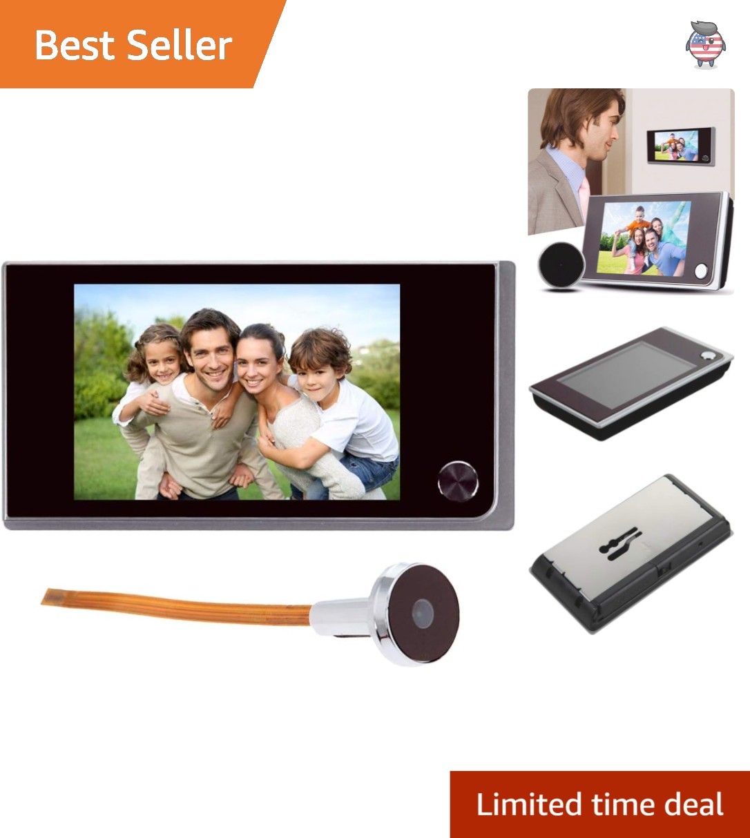 Stylish 3.5-Inch Digital Doorbell with Clear Image Display & 24-Hour Monitoring