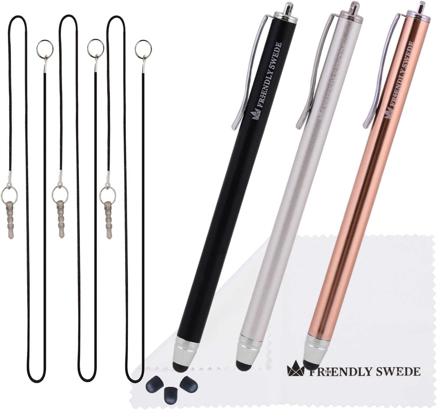 The Friendly Swede Stylus Pen for Touchscreen — 3-Pack 5.5" High Precision St...
