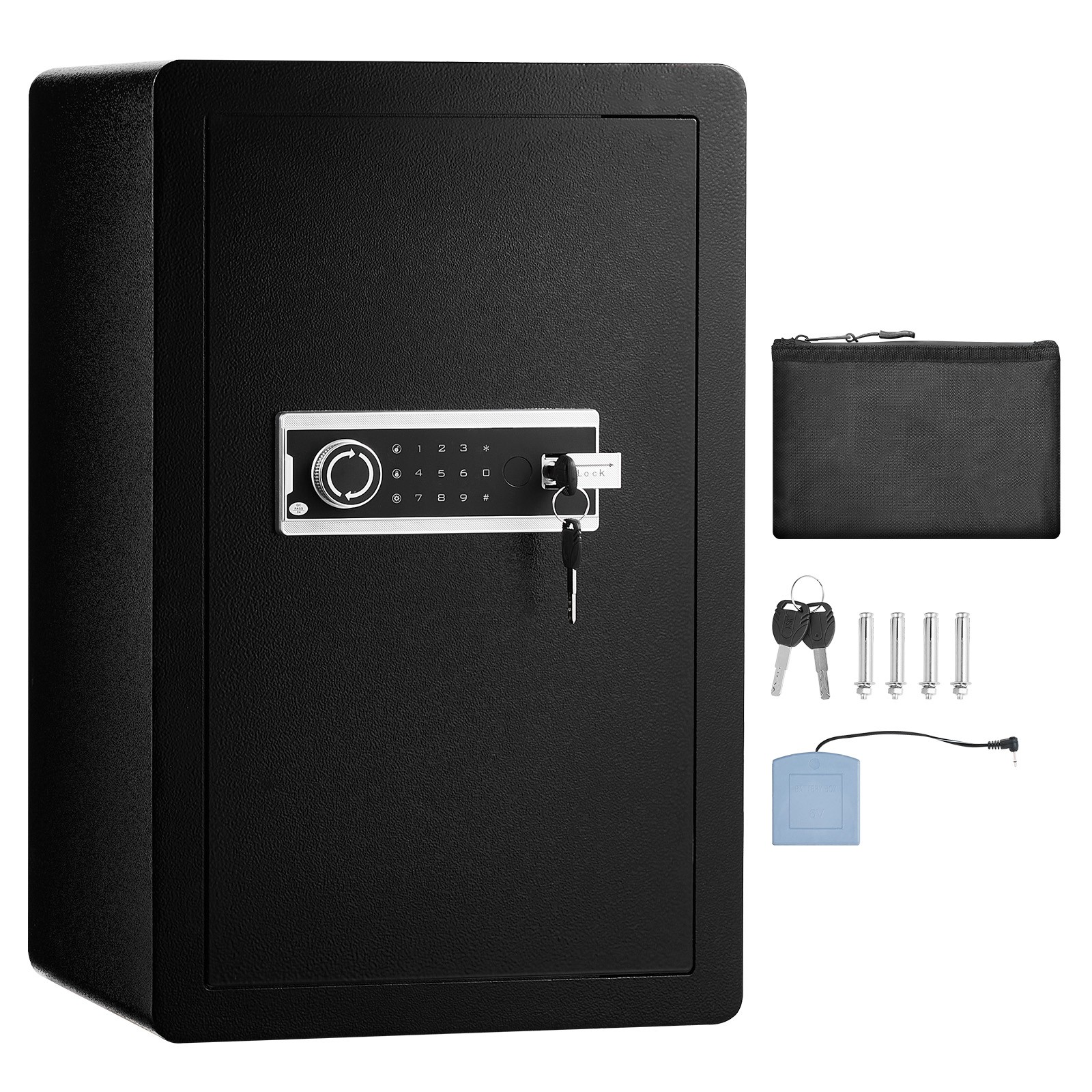 Uimoso Single Door 4.0 cu.ft Safe Box with Key Lock & Password LED Light Black
