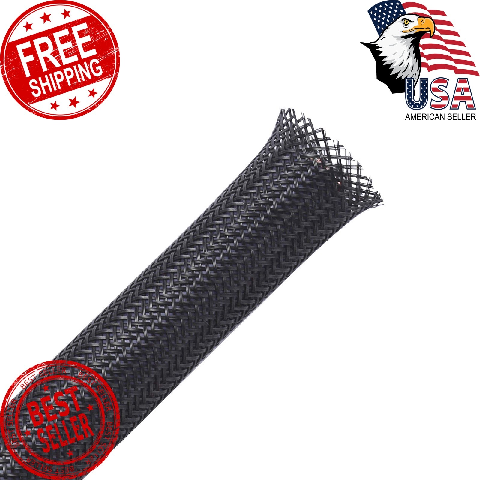 100ft - 1/4 inch PET Expandable Braided Sleeving – Black – Alex Tech Braided ...