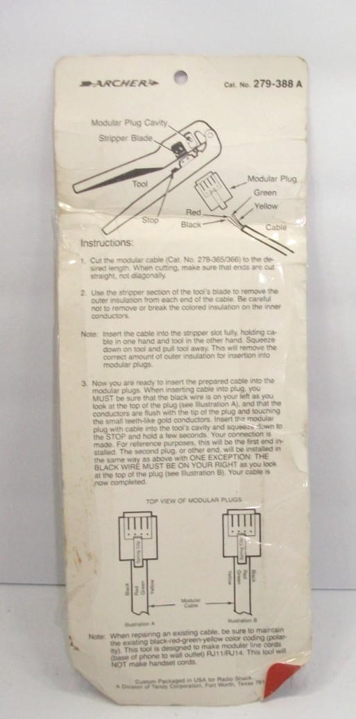 Archer 279-388A Modular Crimping Tool NEW Open Package