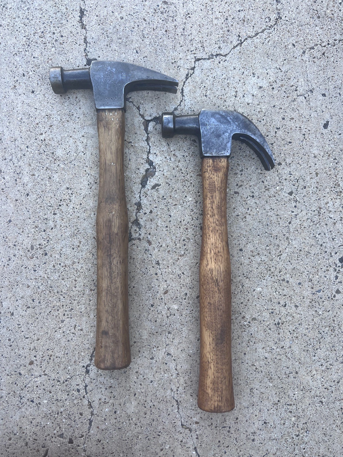 (2) Vintage MARSHALL WELLS CO NORTHERN KING Straight Claw  & Curved Claw Hammer