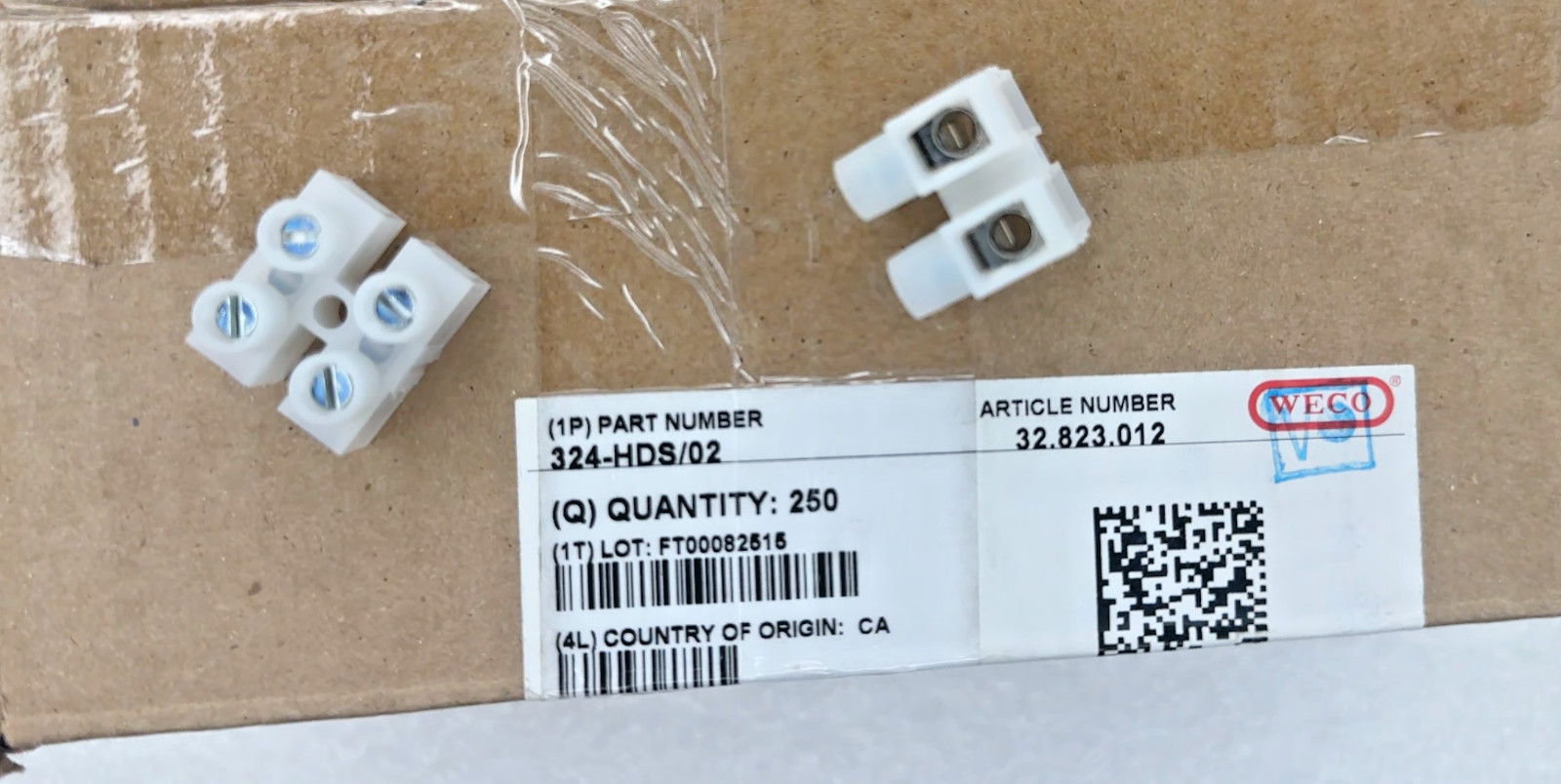*Lot of 50* WECO 324-HDS/02 Terminal Strip Screw 2 Pole 4 Pins 22-8 AWG