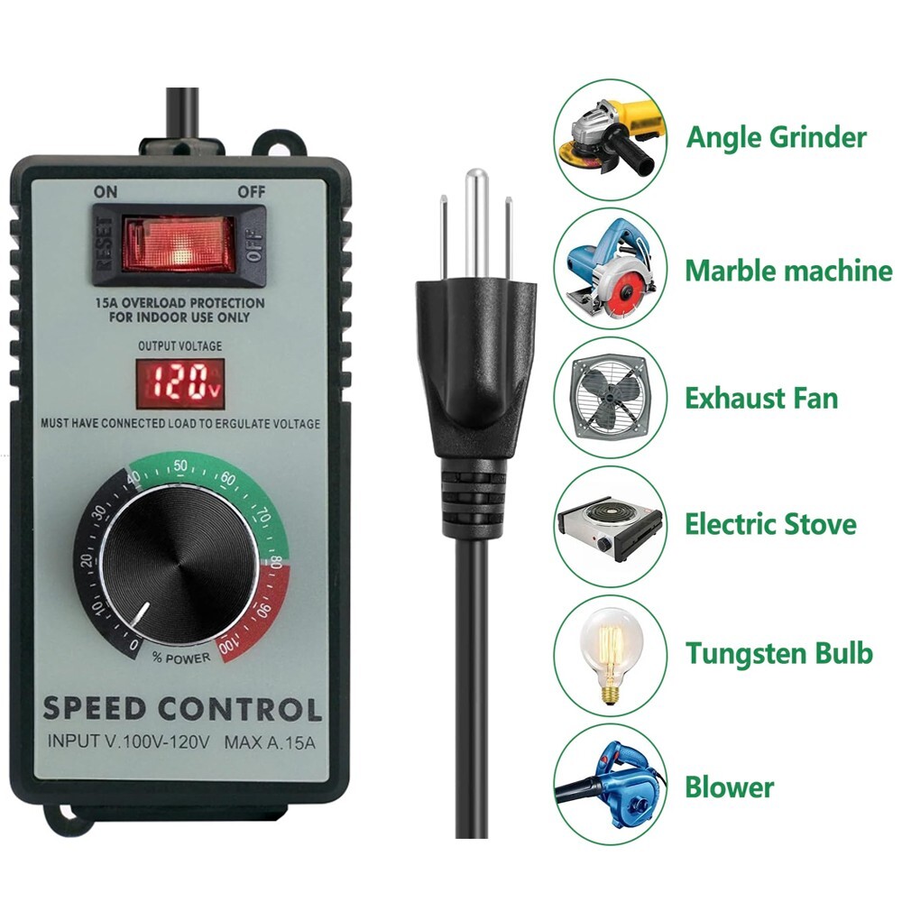 4000W Router Fan Variable Speed Controller Electric Motor Rheostat AC 120V 15A.¡