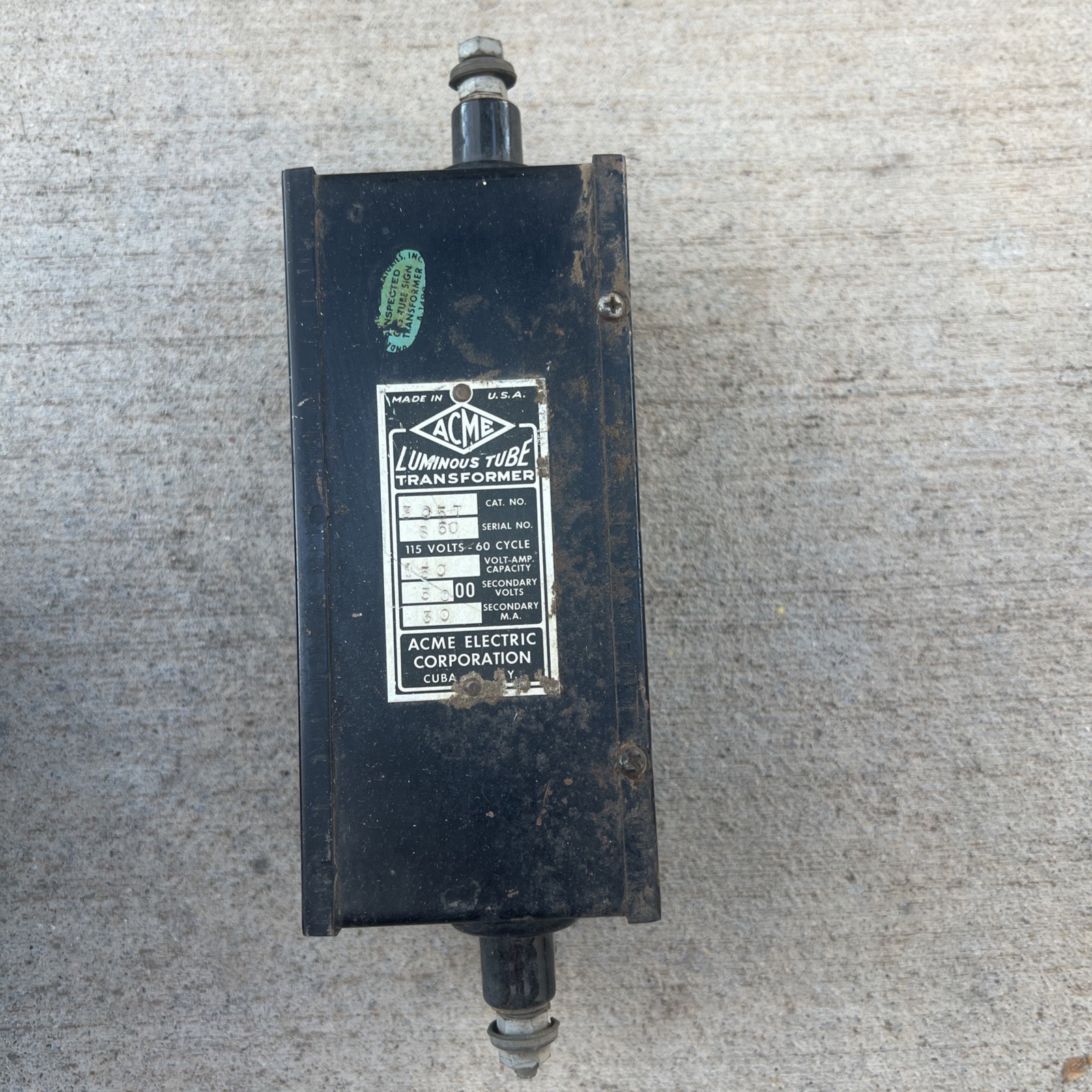 Vintage Acme 305-T Luminous Tube Transformer
