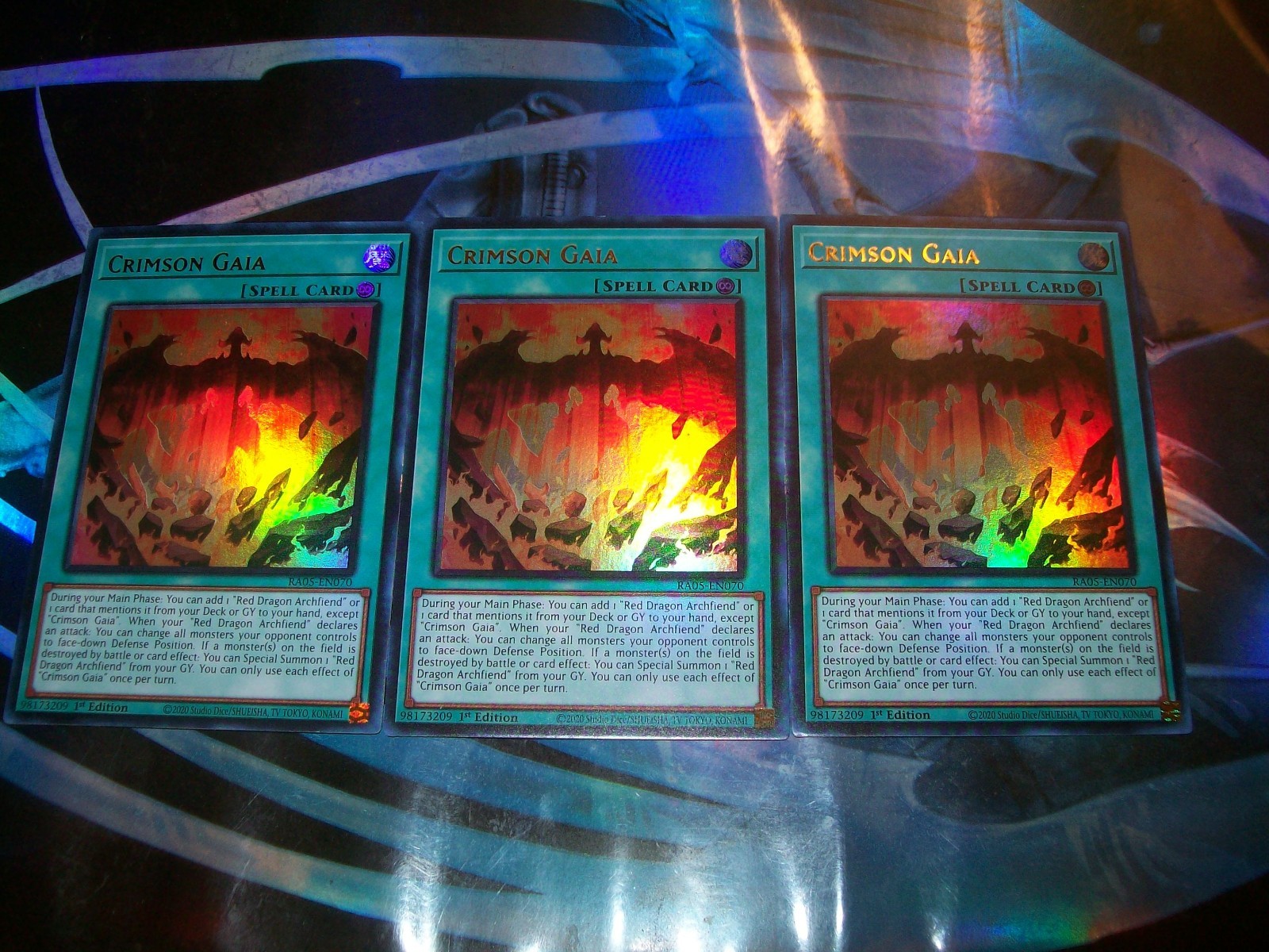 3x Crimson Gaia 1st Edition Ultra Rare RA05-EN070 Yu-Gi-Oh!