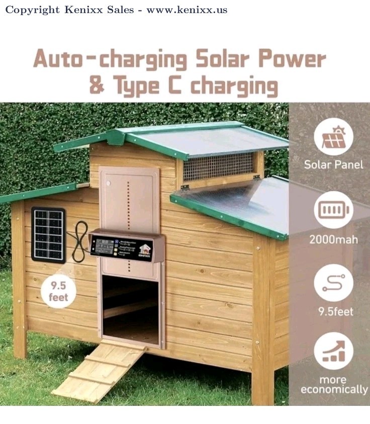 IBKINXX Automatic Chicken Coop Door Solar Powered with Timer & Light Sensor L...