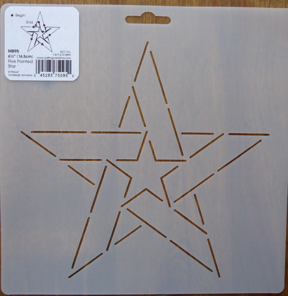 Stencil Quilting Five Pointed Star 6 1/2" 16.5cm crafts QC sew MB95 template