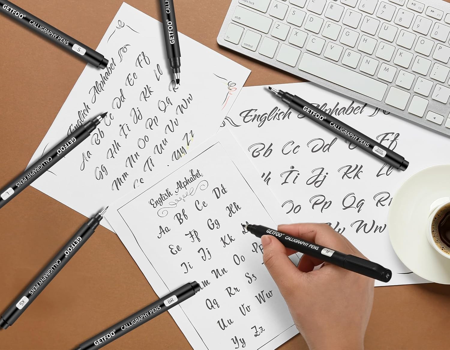 GETFOO Calligraphy Pen Set – 10 Size Hand Lettering Pens for Beginners, Black