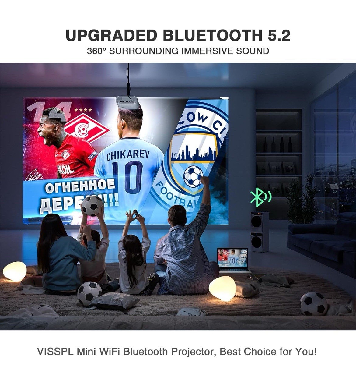 Mini Projector with WiFi and Bluetooth Full HD 1080P Projector Portable Outdo...