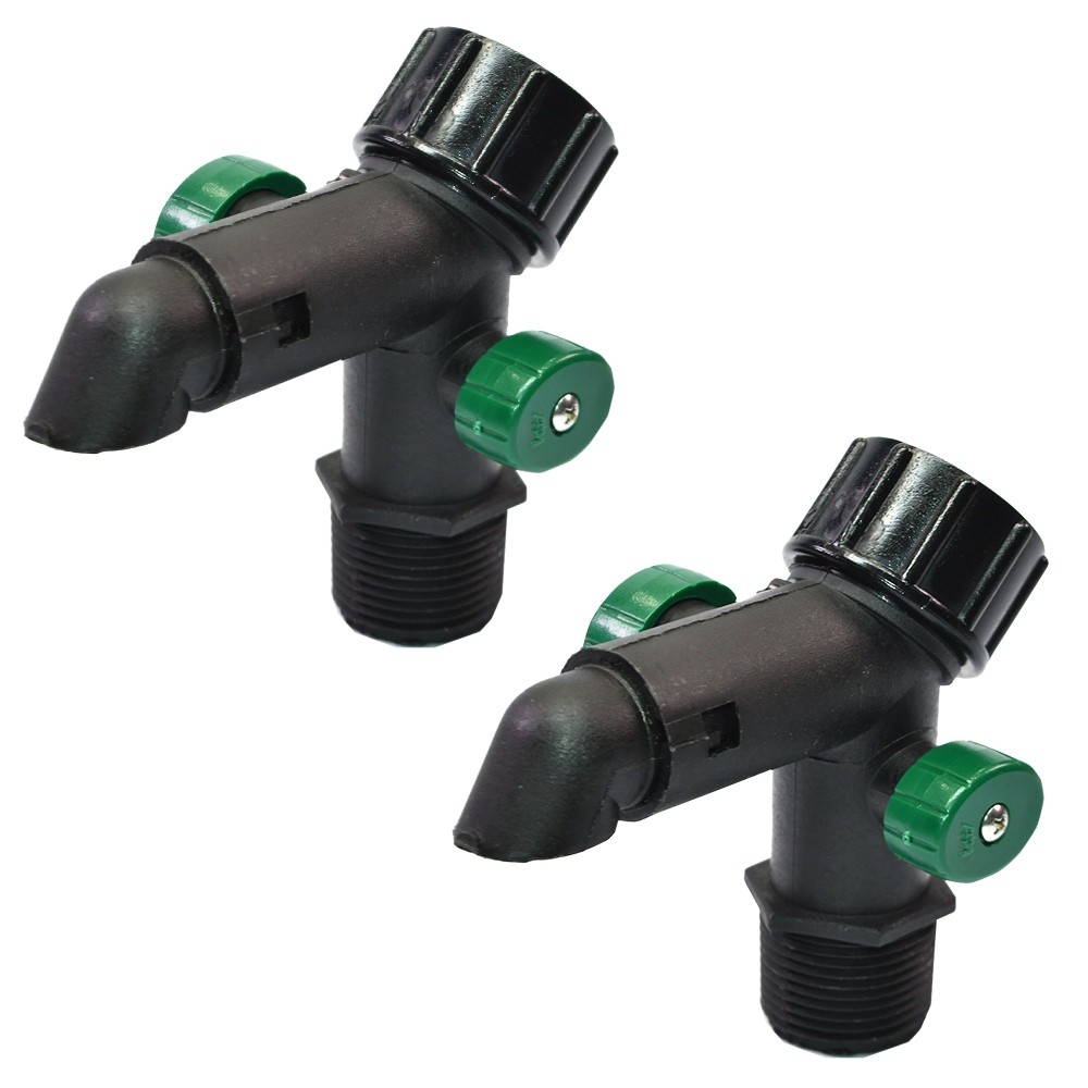 2 Pack Jain Flush/Shutdown Valve with Green Knob and Screen Filter for Hose 3.4"