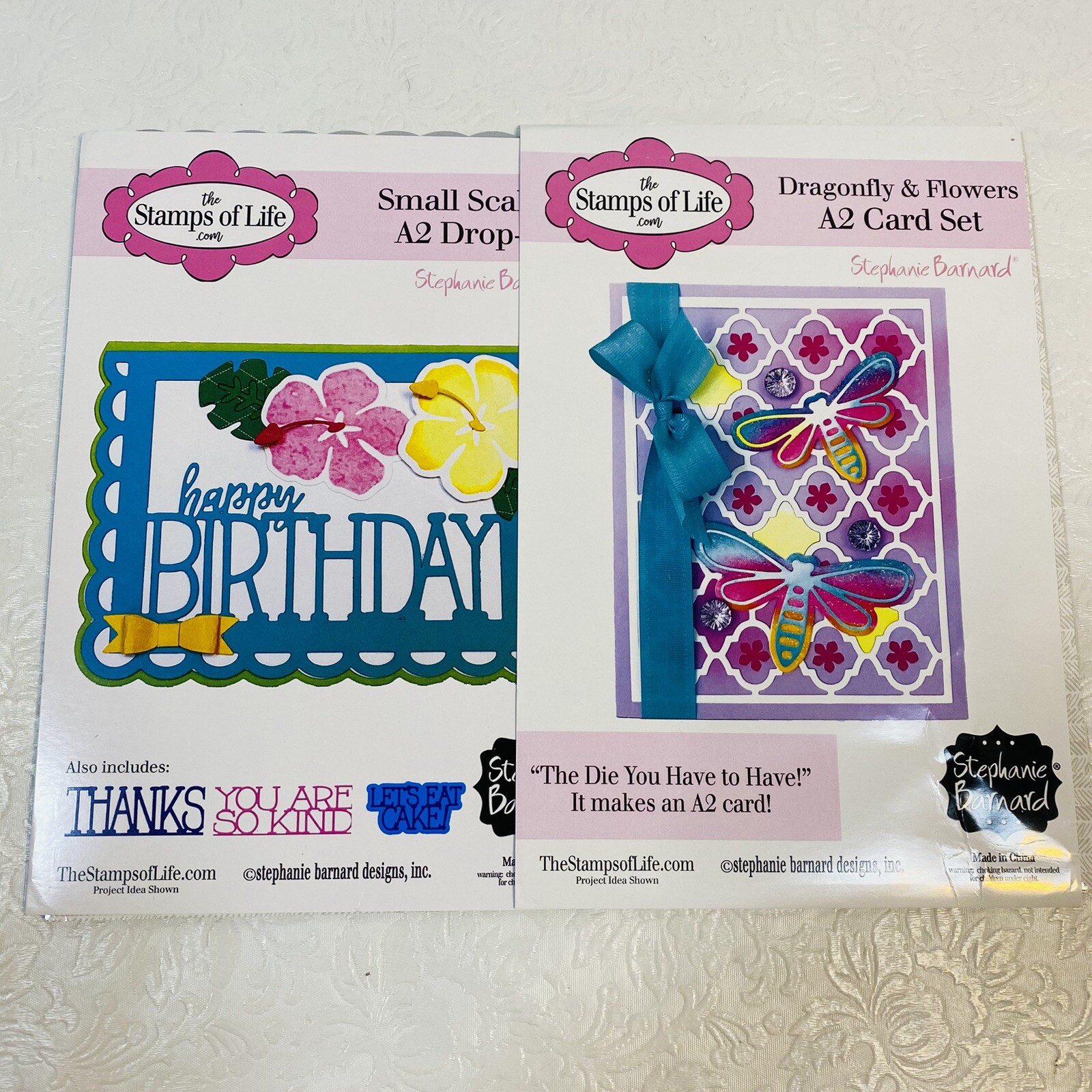 INCOMPLETE Stamps of Life Small Scalloped A2 Drop In and Dragonfly & Flowers A2