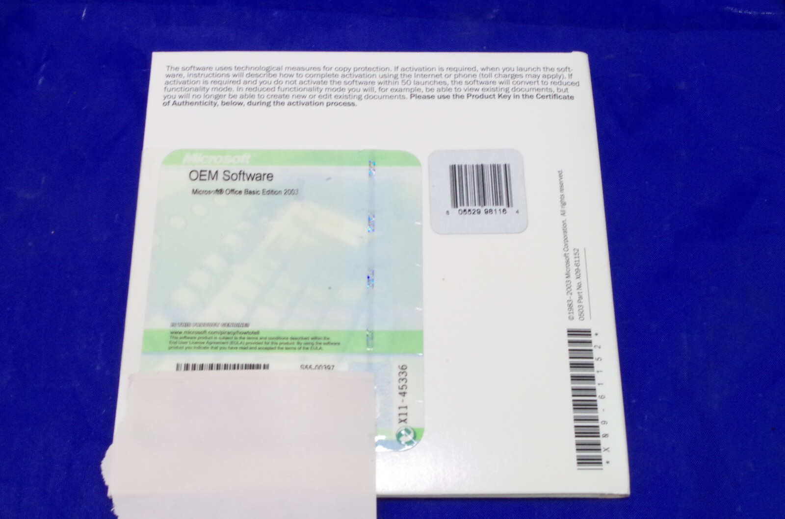 Unused NEW Microsoft Office Basic Edition 2003 CD with Activation Code