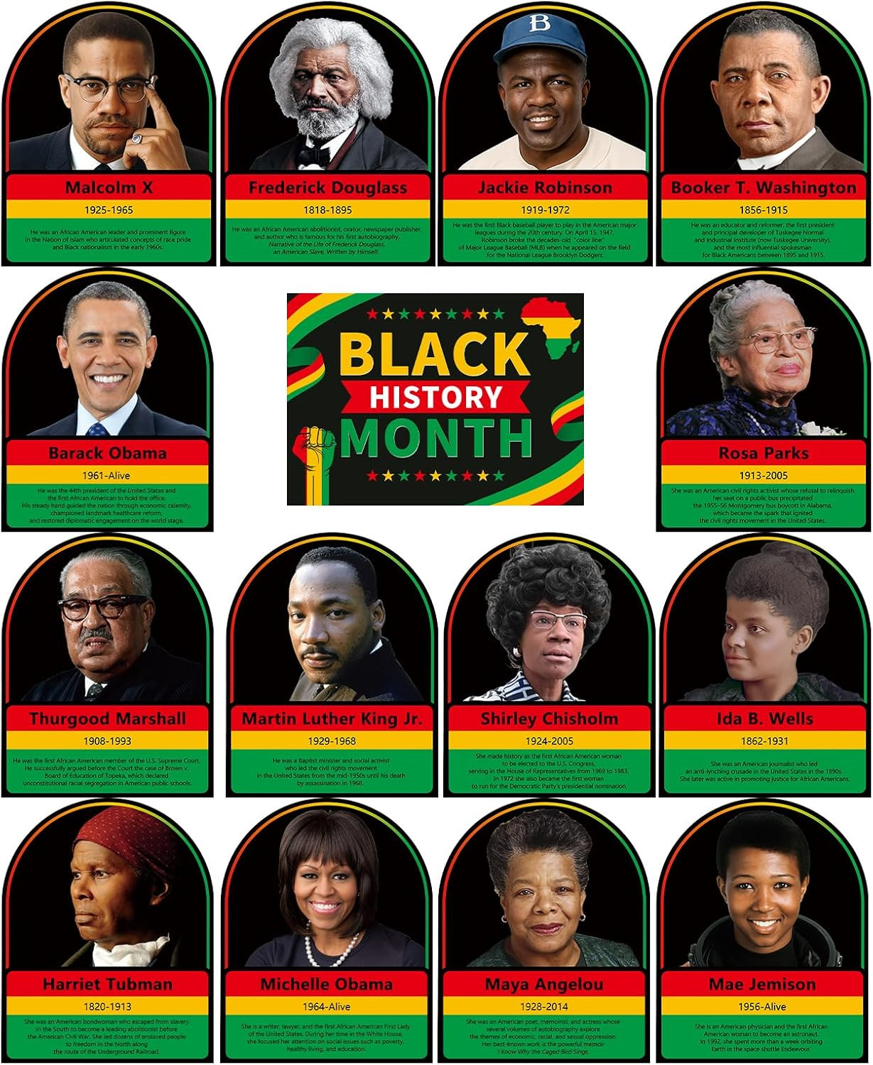 Black History Month Decorations Posters 15Pc Famous African American Quotes Moti