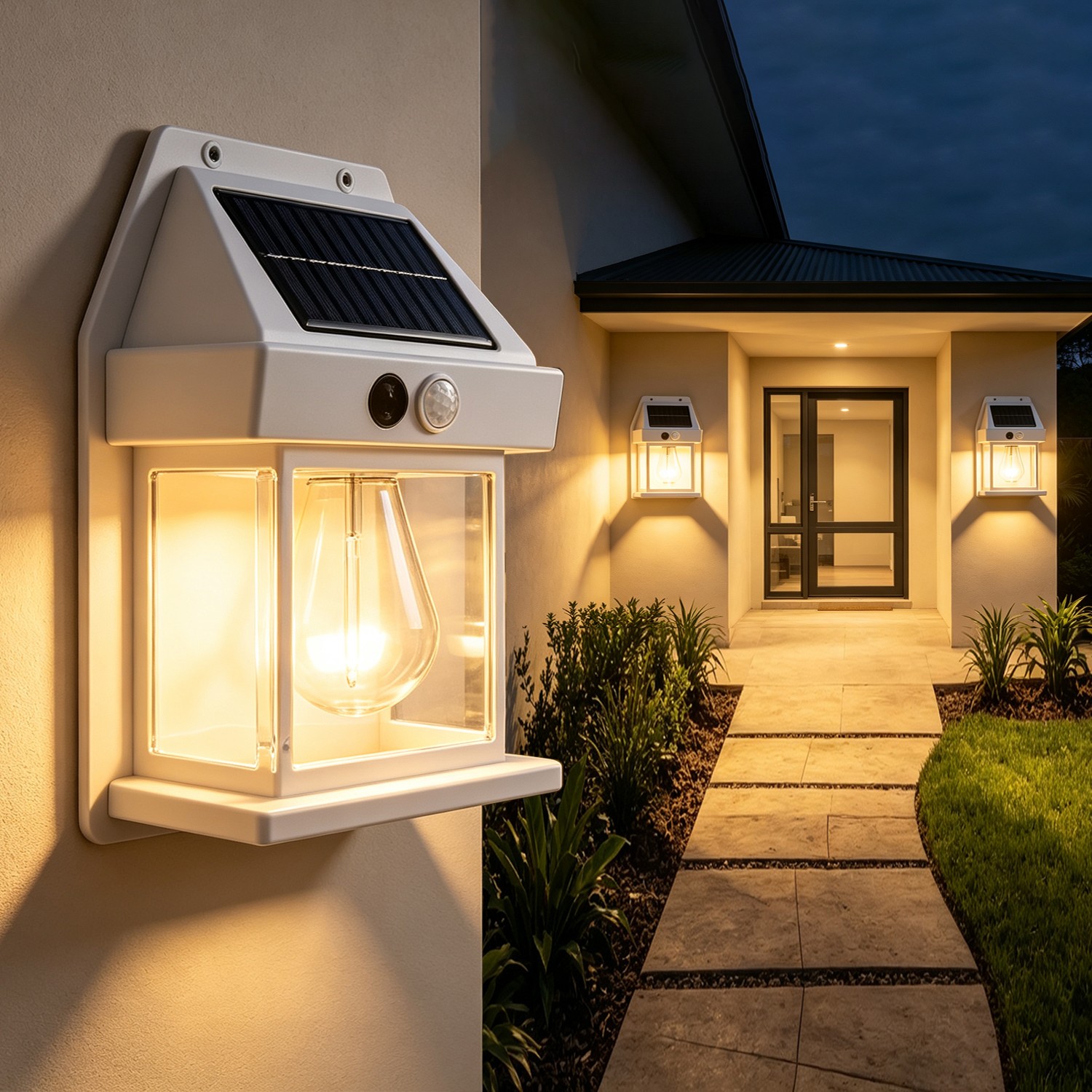 Solar Wall Light Outdoor Dusk To Dawn Yard Fence Waterproof Security Lamp 3 Mode