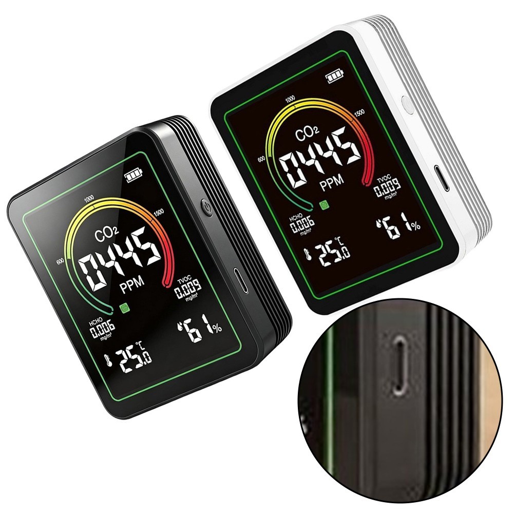 TVOC Temperature Humidity Monitor 5 in 1 Portable Indoor Air Quality Tester