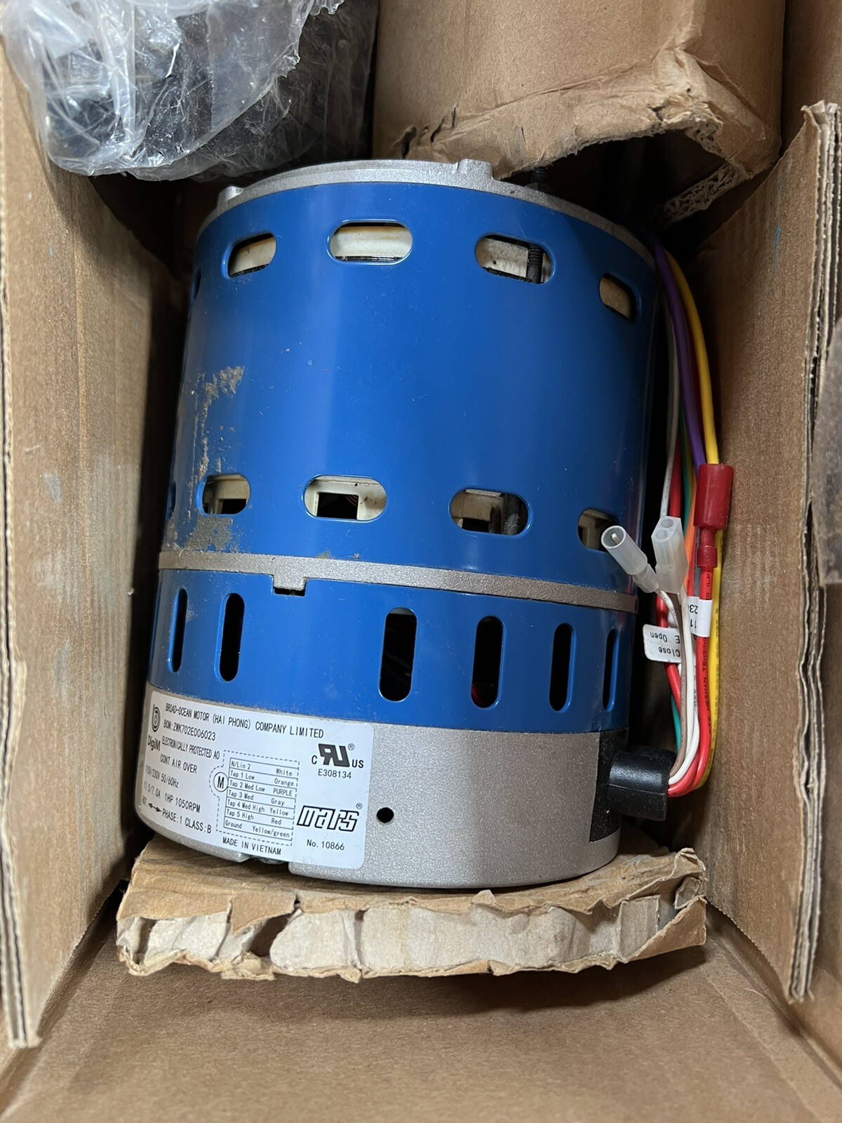Mars 10869 Azure 3/4-1HP Direct Drive Reversible 5 Speed Blower Motor