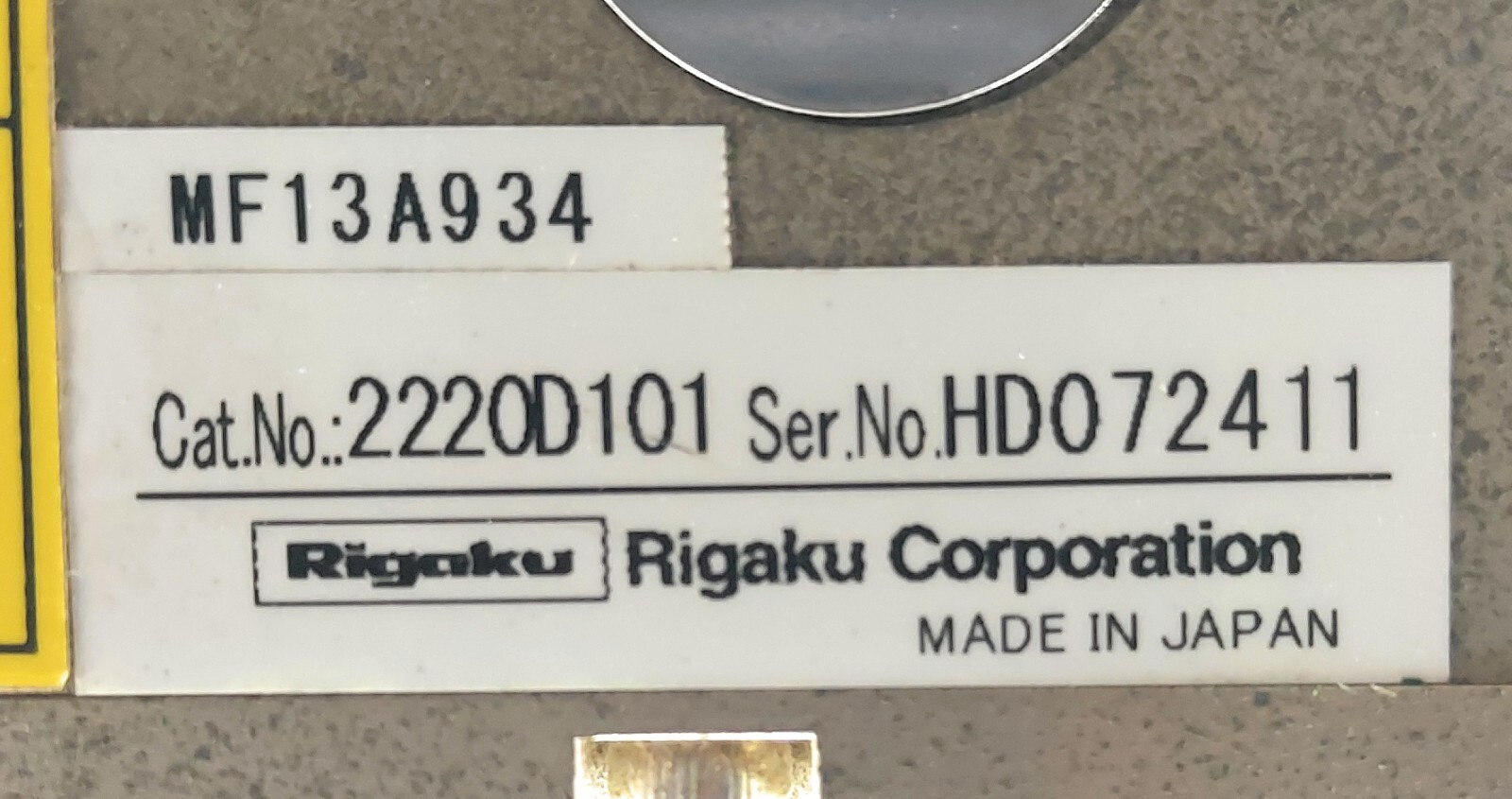 Rigaku Corporation MF13A934 High-Performance XRF Analyzer