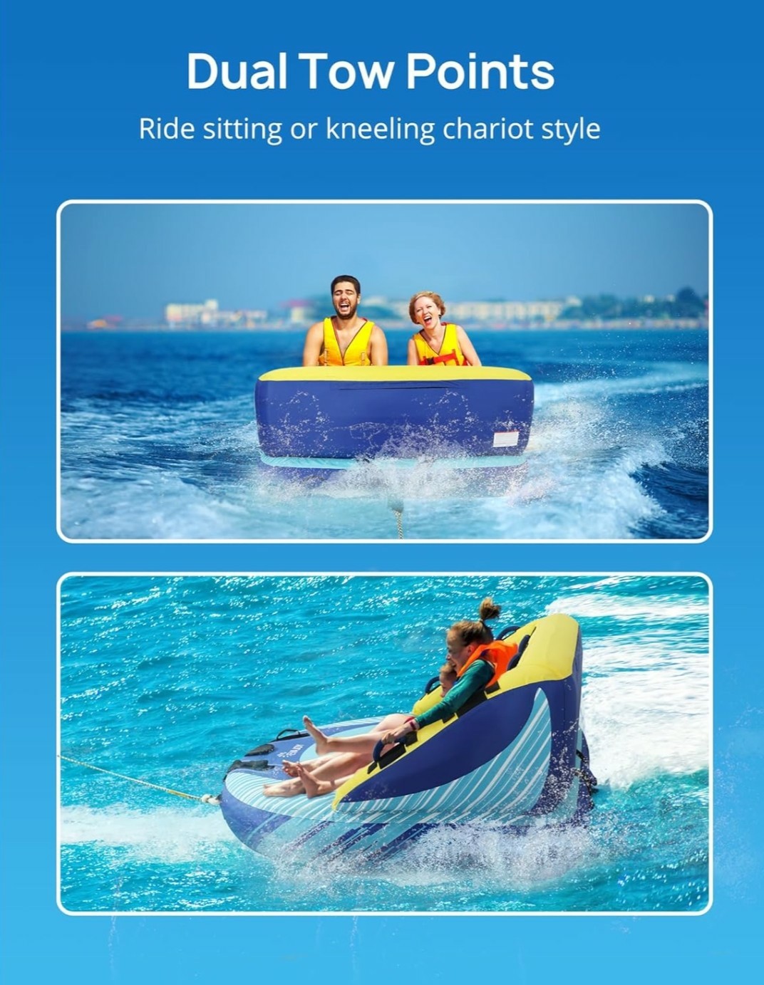 EVAJOY 3-Person Towable Inflatable Tube for Boating