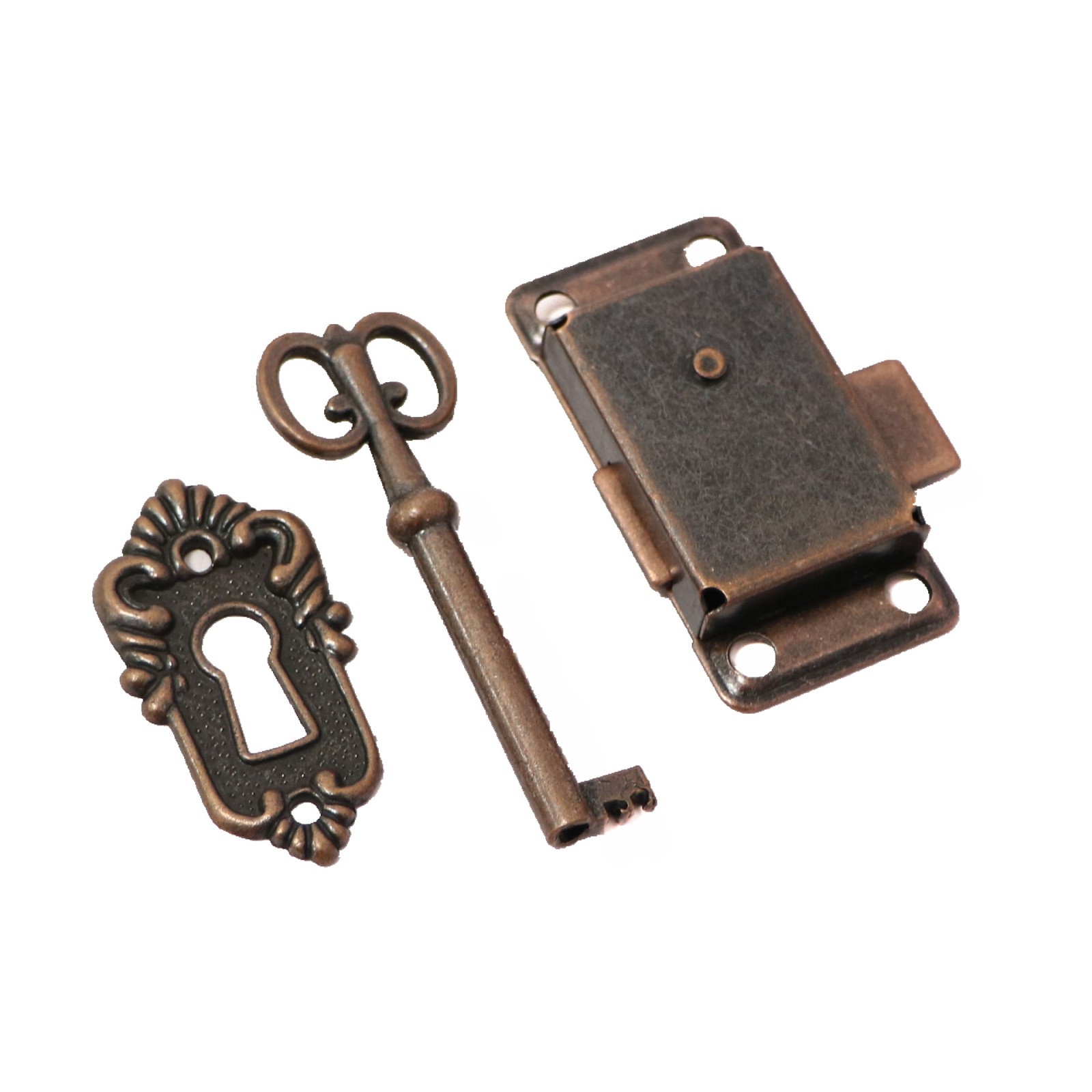 Furniture Cabinet Door Lock Set W/ Key Antique Drawer Wardrobe Lock Decoration[