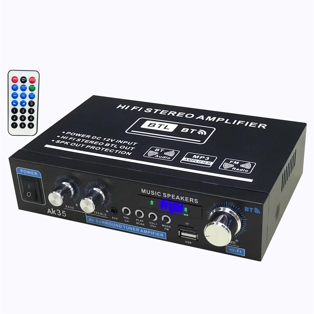 AK35 Stereo Amplifier Home Audio Bluetooth 2.0 Max 200W Power Stereo Receiver US