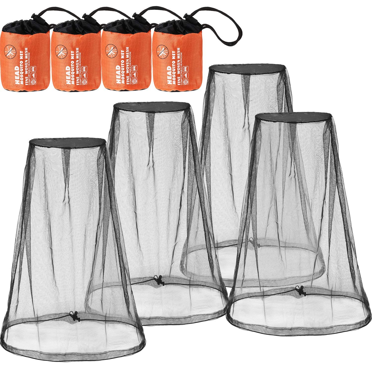 HESTYA 4 Pack Mosquito Bug Net Mesh for Head Mosquito Net Face Fly Netting Ho...