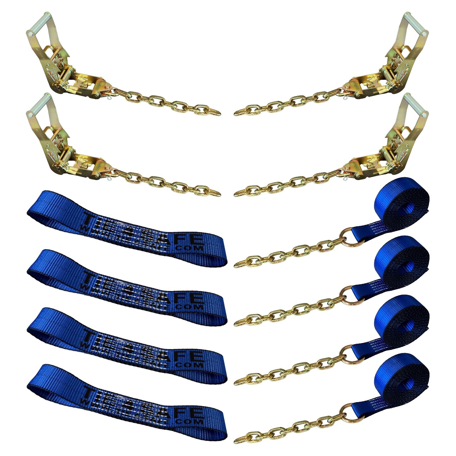 8 Point Rollback Tie Down Kit w/ Chain Ends For Car Hauler Tow Truck Towing 14'