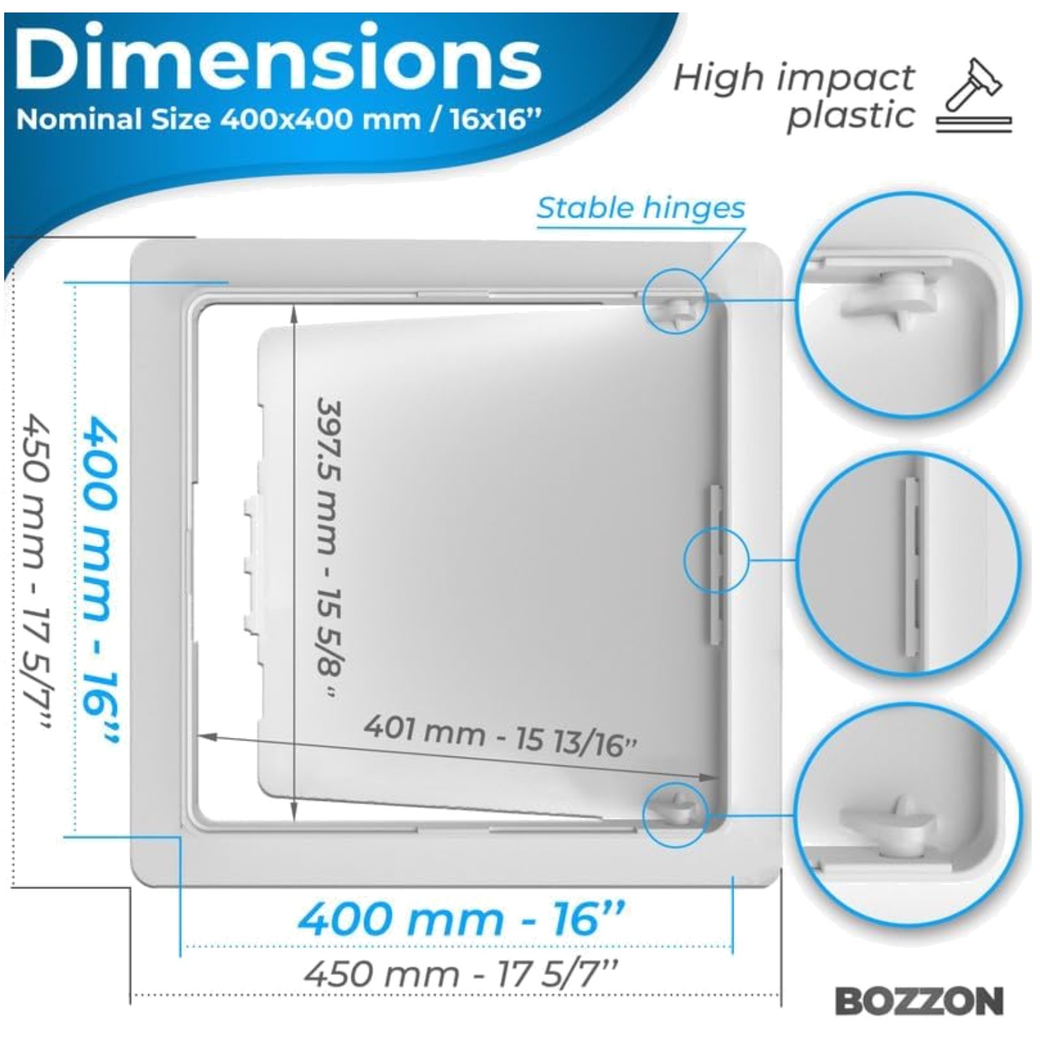 16x16 White Access Panel - Durable Wall Hole Cover
