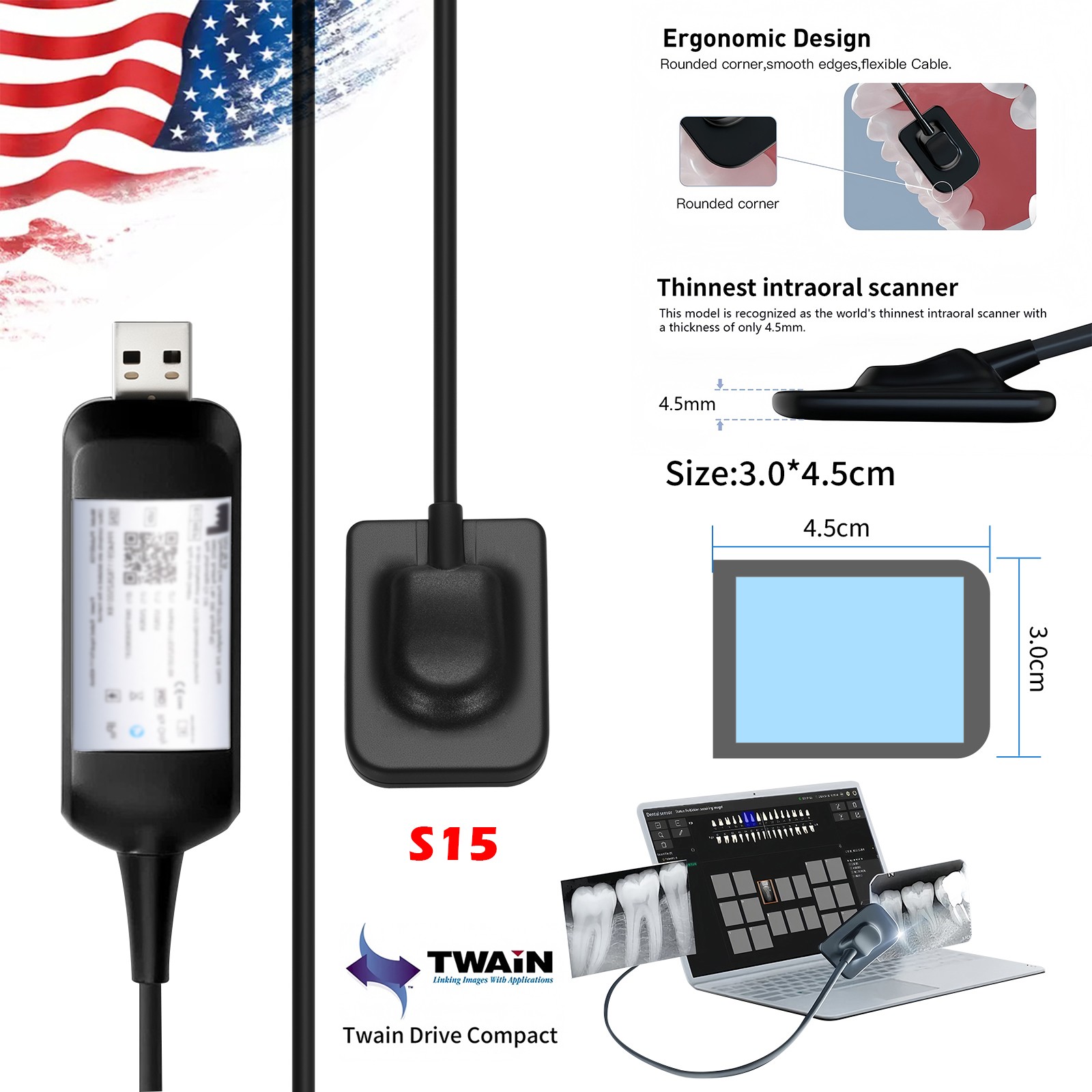 Dental Sensor Size 1.5 || Fast ship || Twain