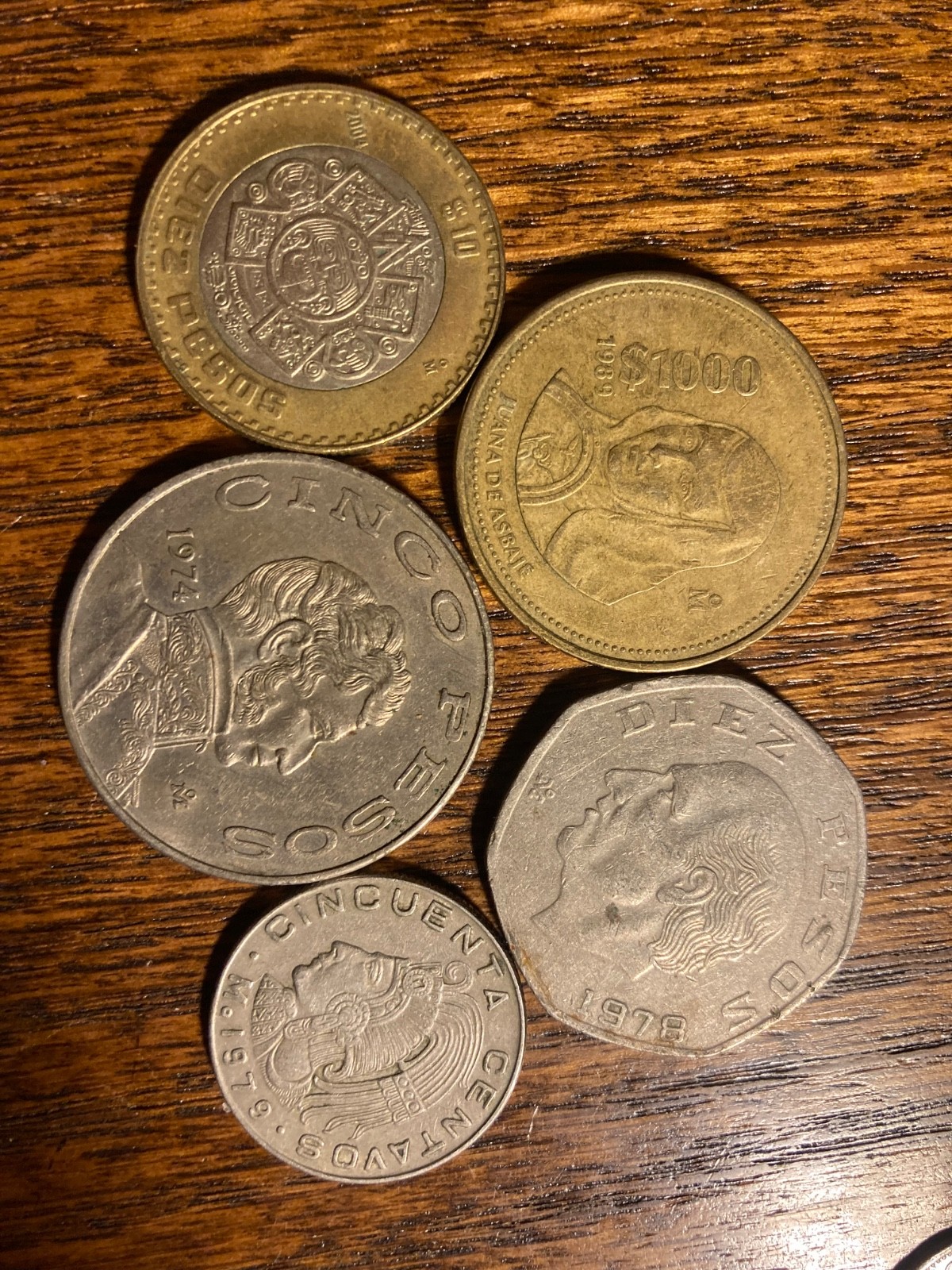 Large Iconic Design Mexico 5 coin lot