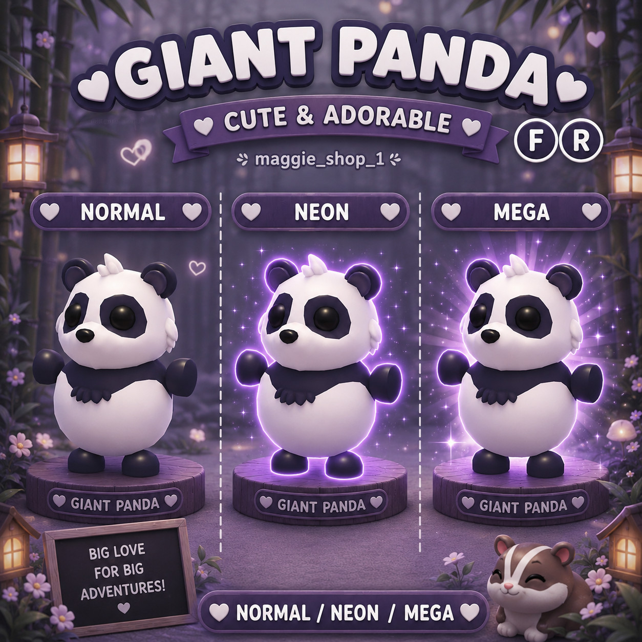 Giant Panda FR Normal/Neon /Mega ✨ Adopt From Me Today ✨ Top Picks