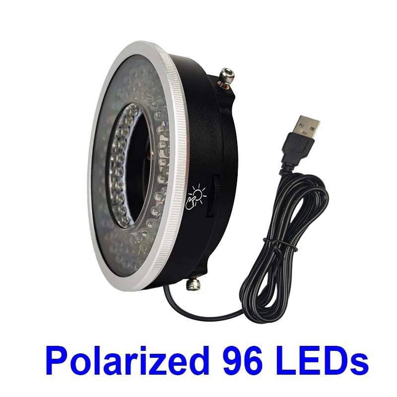 Polarized Microscope Light Anti Glare Ring Illuminator, USB Adjustable 96 Rin...