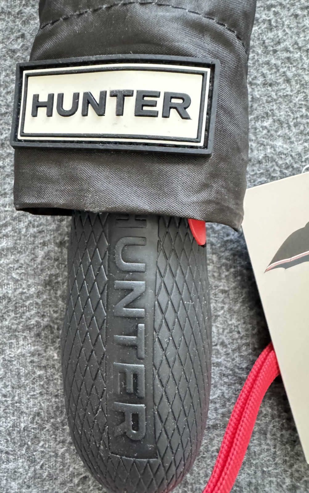 NWT Hunter Original Mini Compact Umbrella Black Red White Stripe 36" Canopy New
