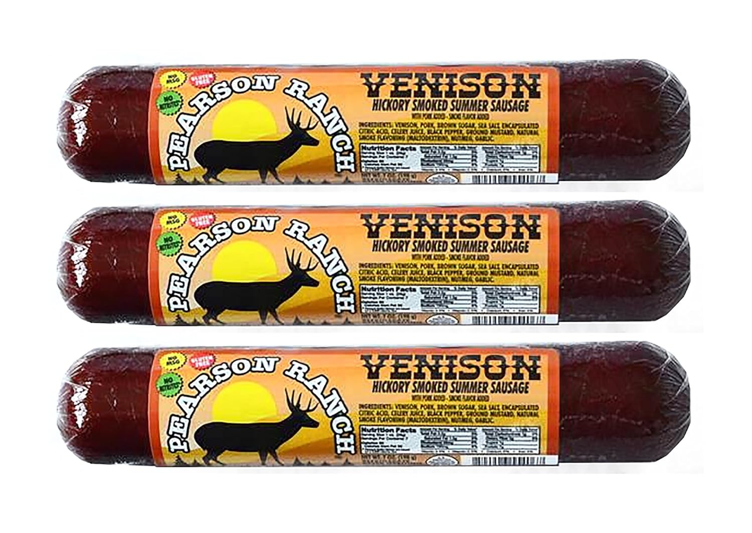 Venison Summer Sausage Pack of 3 – 7Oz Stick of Deer – Exotic Meat, Gluten-Free,