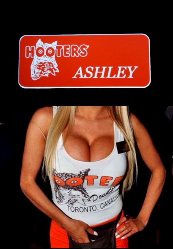 Ashley Hooters Girl Uniform Name Tag Lingerie  Accessory Halloween Costume xtra