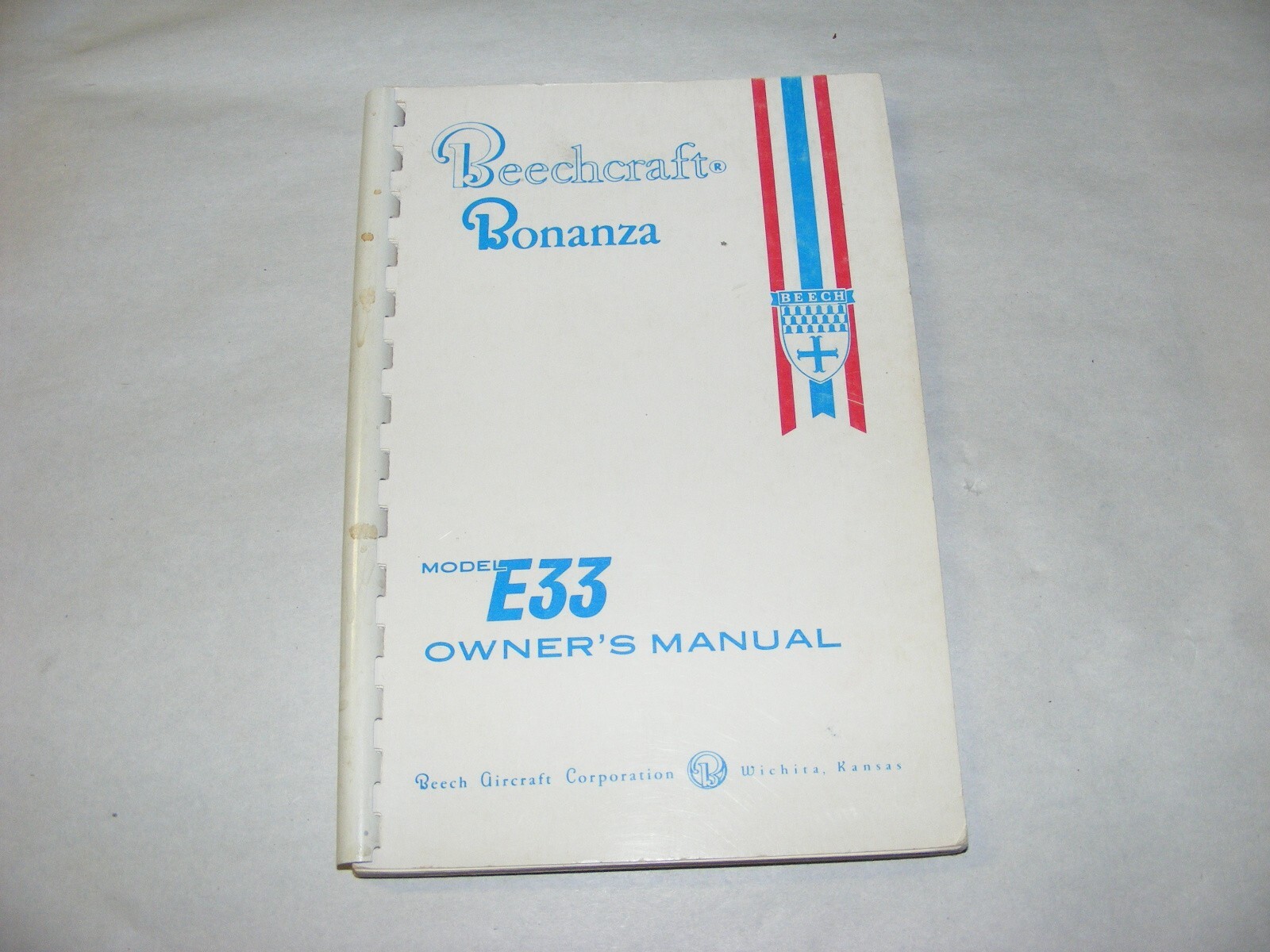 Vtg Beechcraft E33 Bonanza Owners Manual