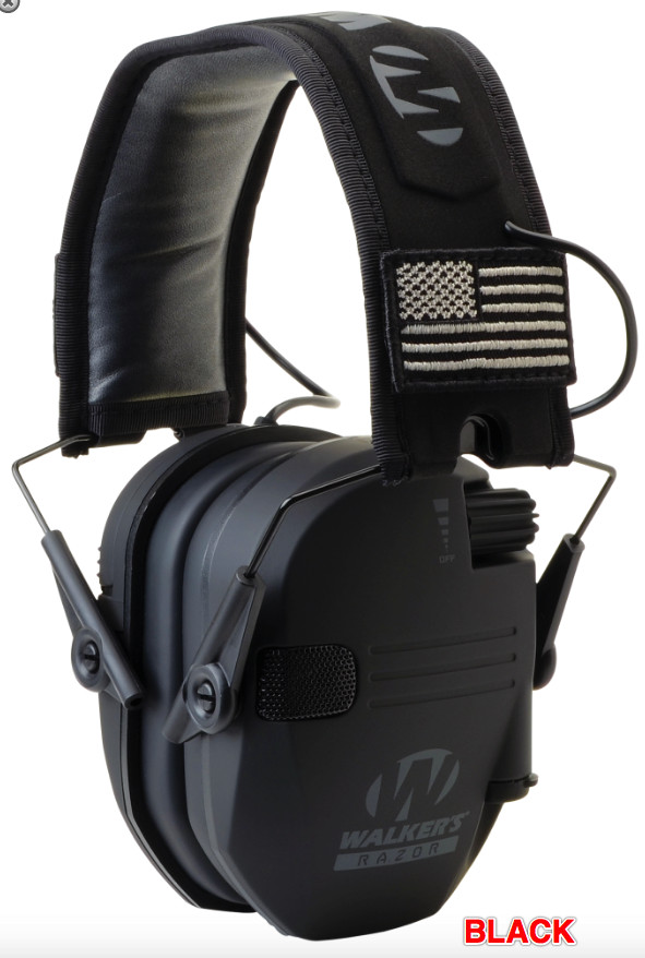 WALKERS RAZOR PATRIOT SERIES SLIM ELECTRONIC HEARING PROTECTION MUFFS BLACK