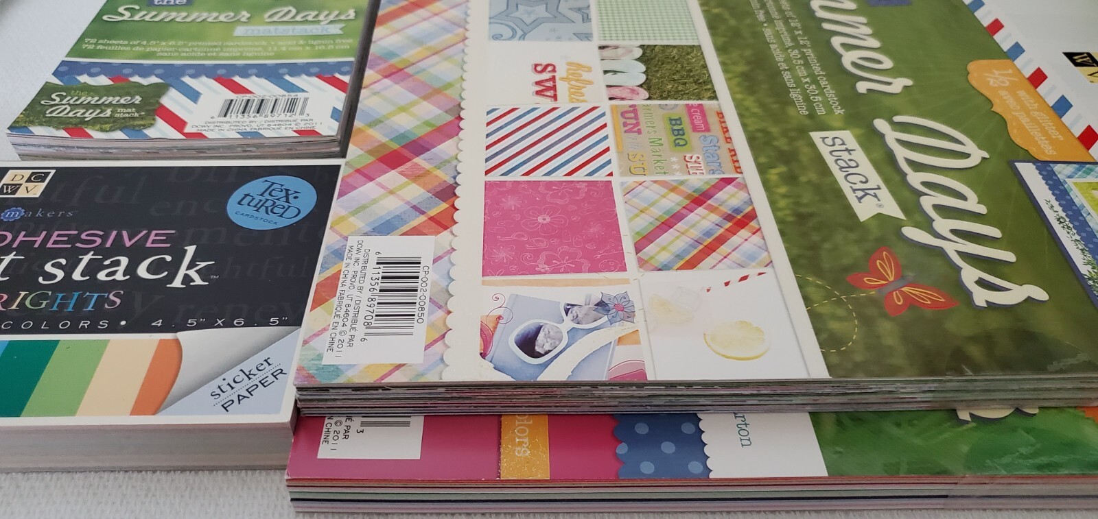 NEW Summer Days Set of 2 Paper Packs, 1 Matstack, & 1 Adhesive Brights Matstack 