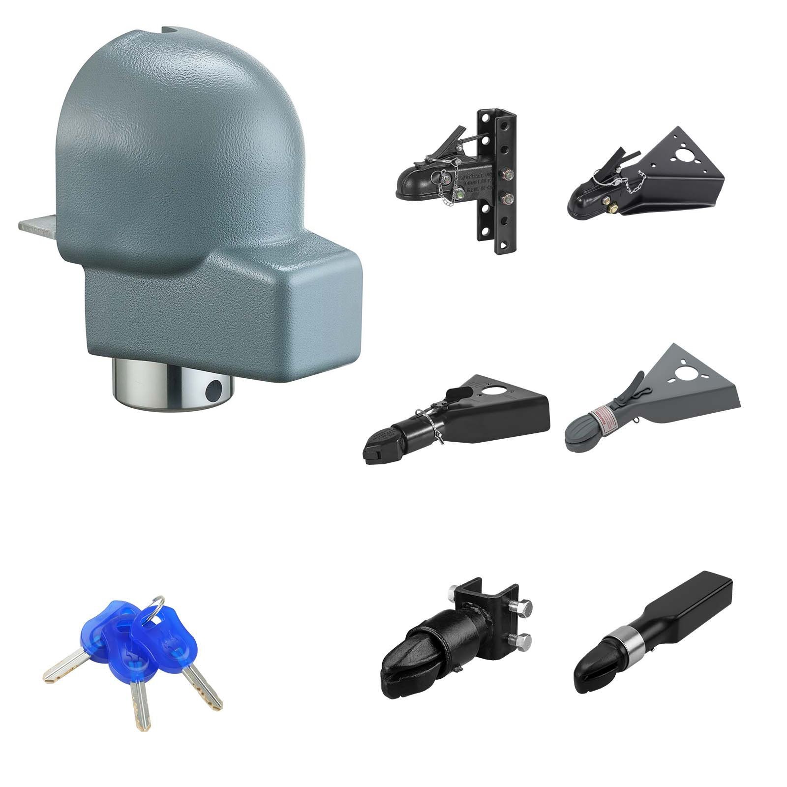 2-5/16in Cast Bulldog Coupler Lock Heavy Duty Steel Anti-Theft w 3 Keys Black