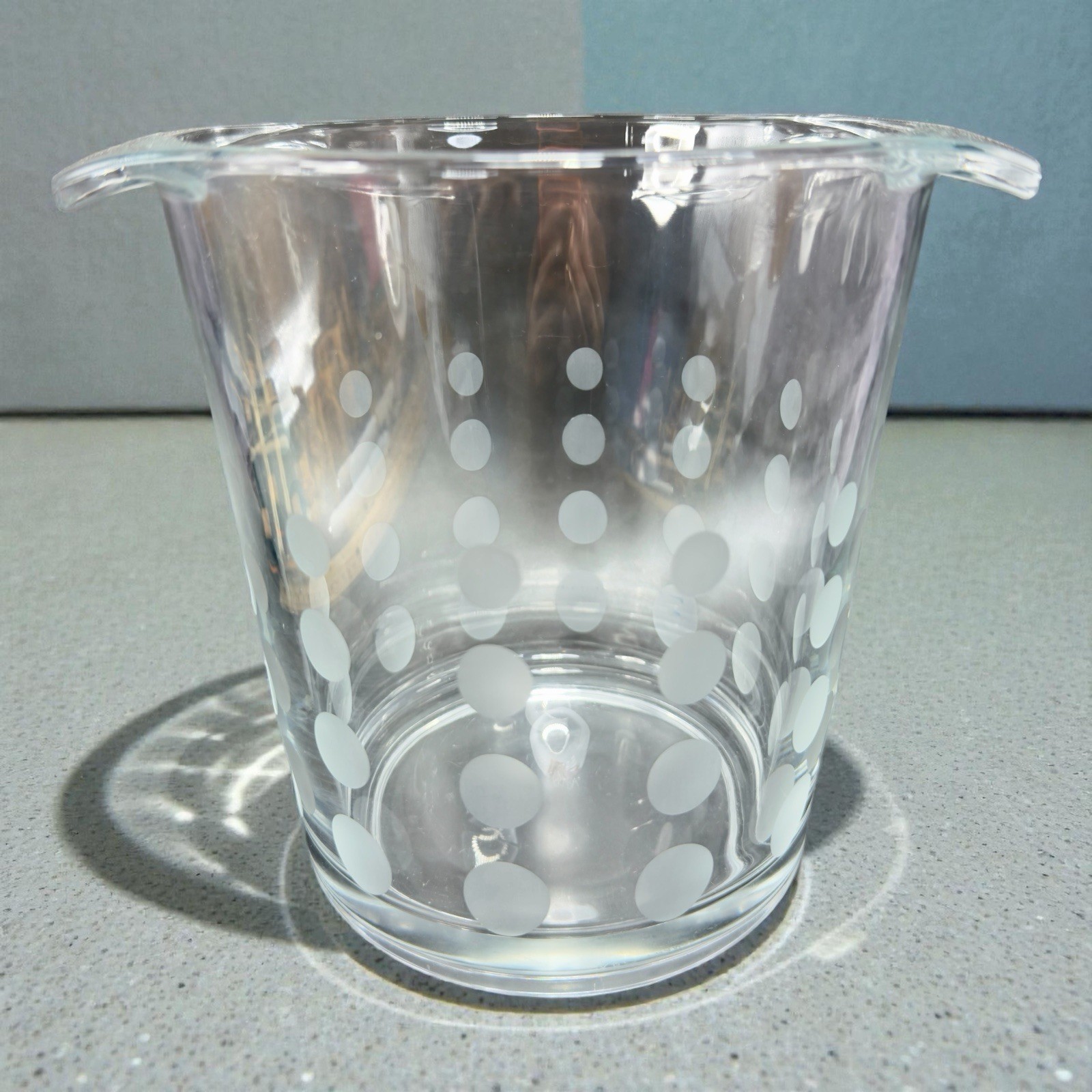 Mikasa Cheers Ice Bucket Frosted Etched Dots Made France Clear Glass Container