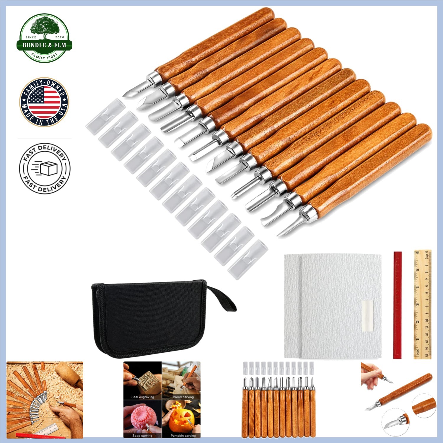 Versatile Wood Carving Knife Set for Experts and Beginners, 20 Tools Included