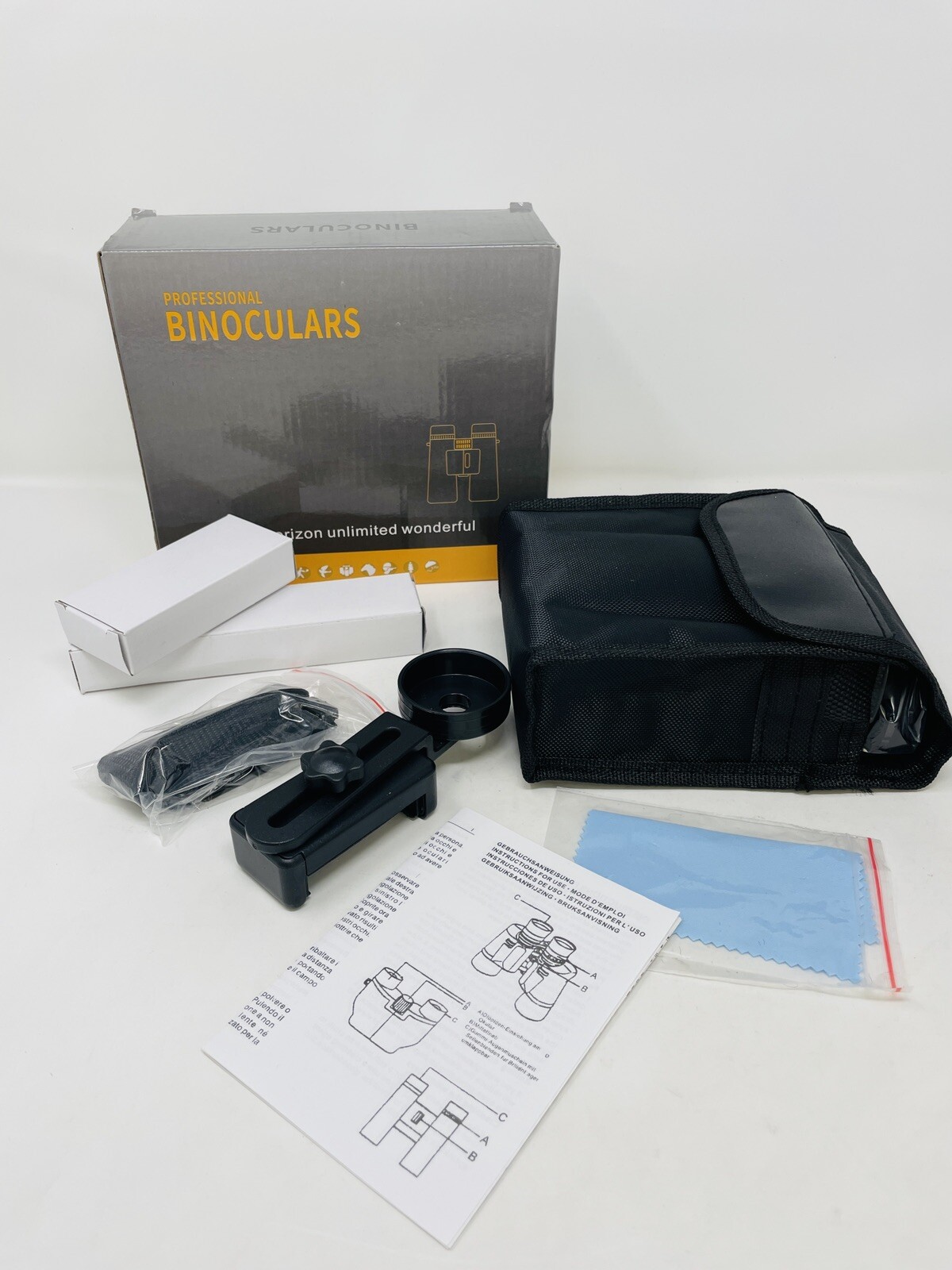 TEPECH 12x42 Binoculars w/Smartphone Adapter for Bird Watching & Hunting NEW