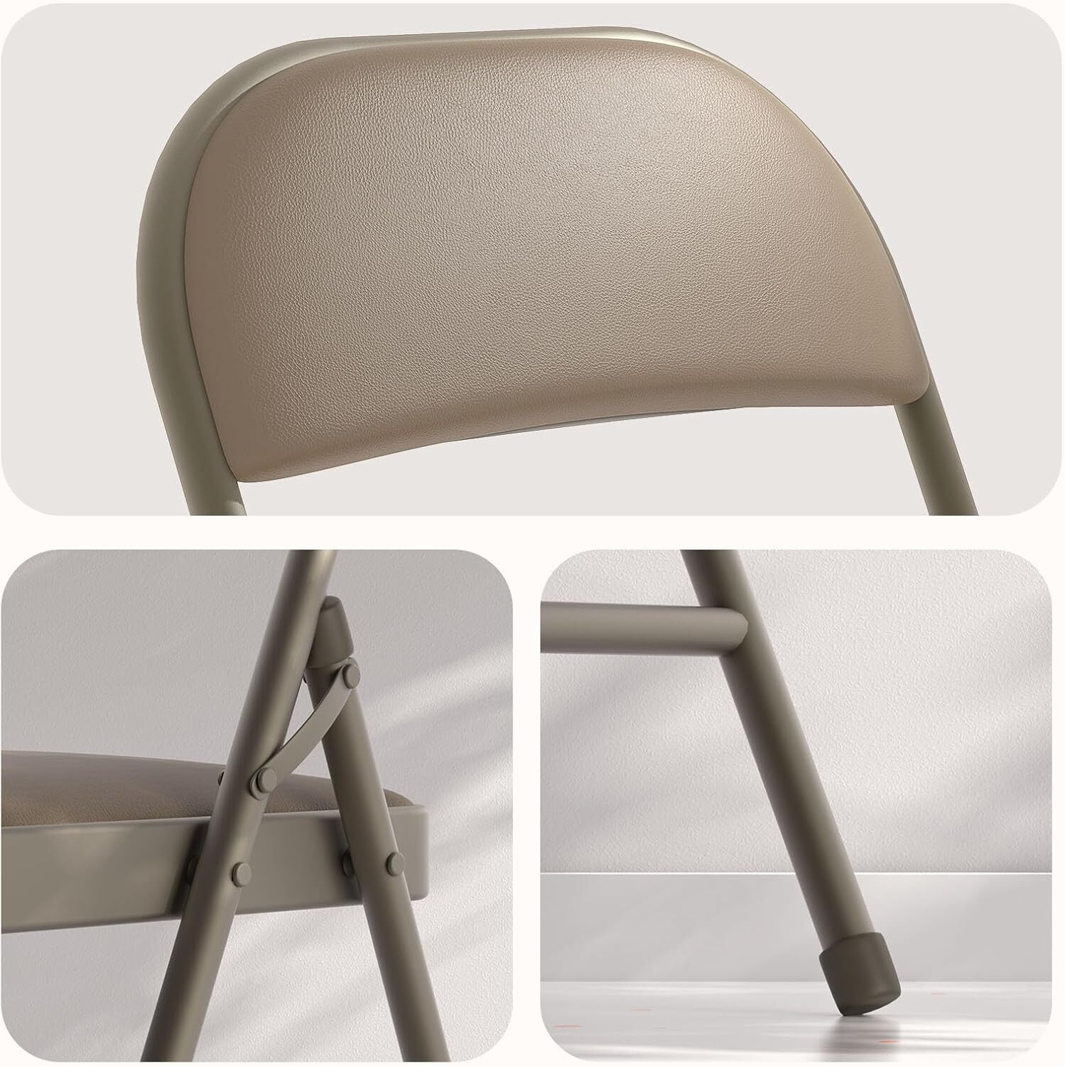 Nazhura 4 Pack Folding Chairs with Padded Vinyl Cushion Chairs (4 Pack)