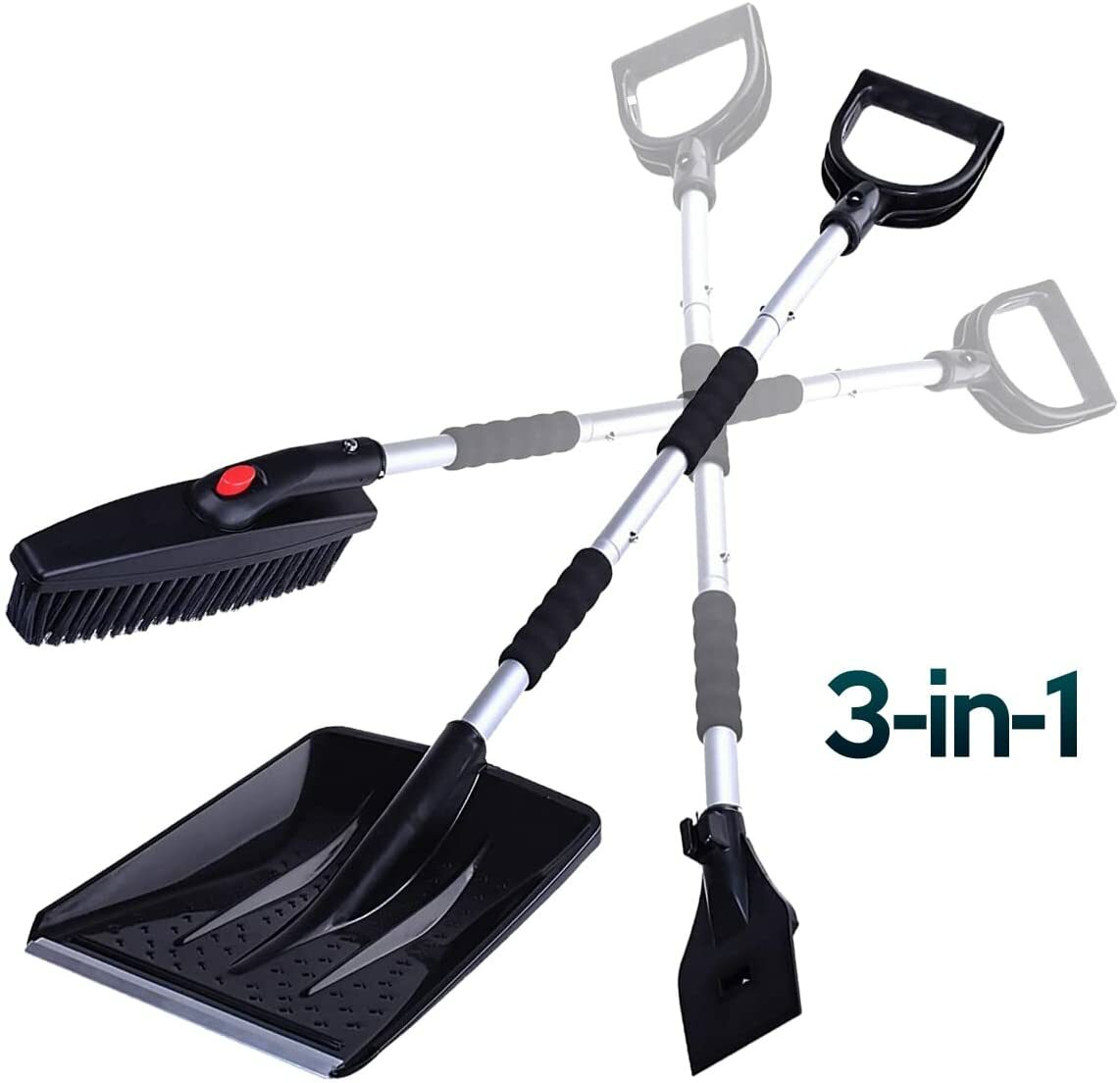 New Snow Shovel Kit 3-in-1 Brush Ice Scraper Collapsible Removable Snow Brush